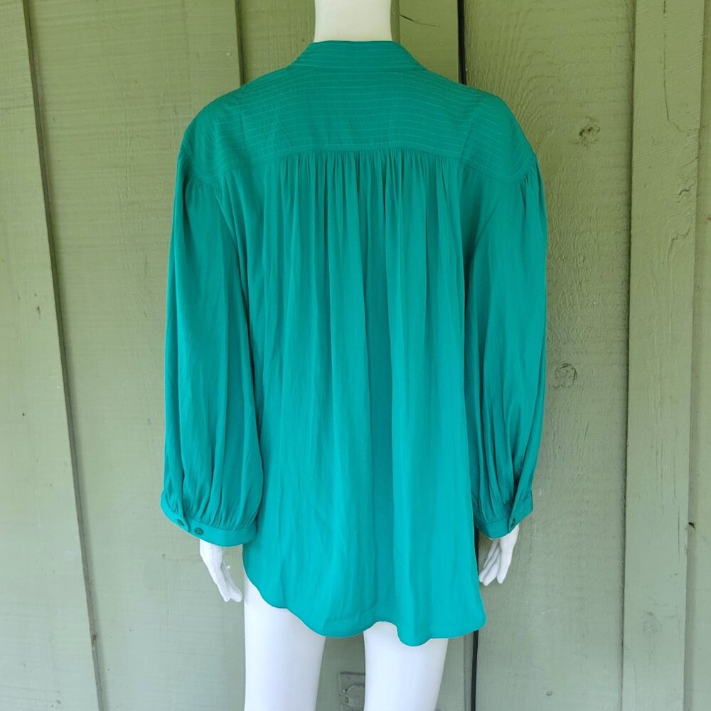 NWT CHICO'S Jade Green Shirred Blouse Top Sz 4 or US 20 - Picture 4 of 7